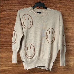 EUC Miou Muse Patterned Smiley Sweater SZ S
